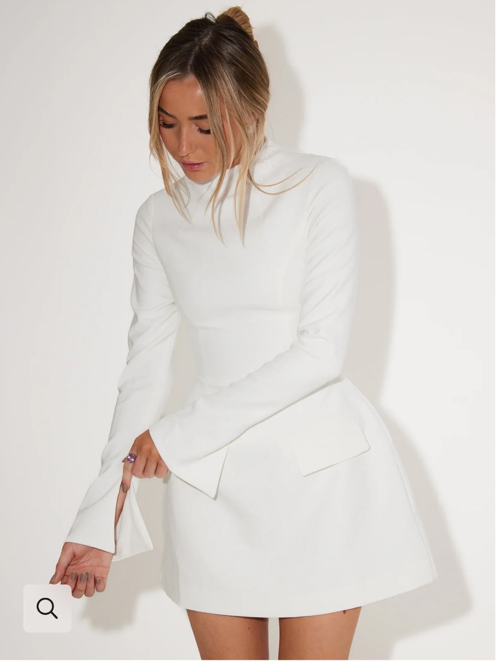 Odd Muse White Long-Sleeve Mini Dress